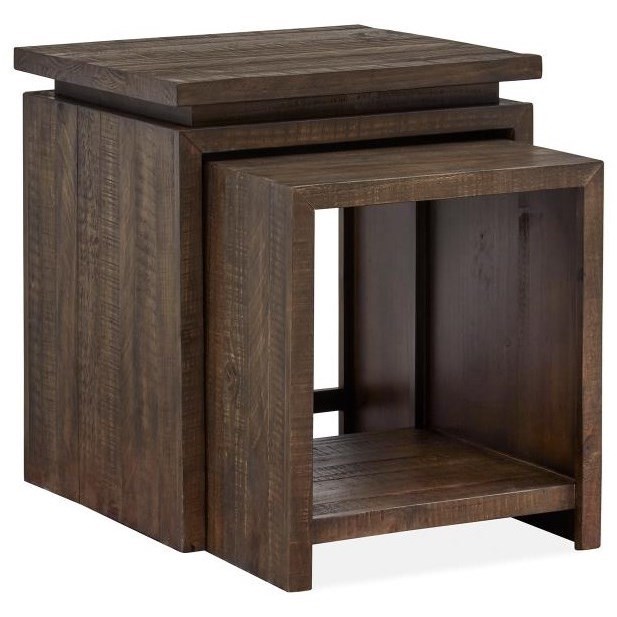 Magnussen Home Elliot T526212 Rustic Nesting End Table Set Upper